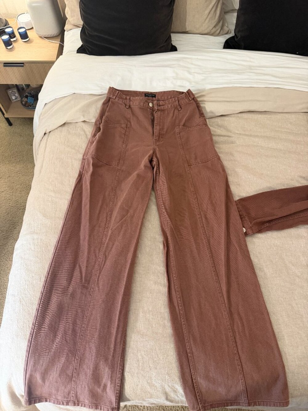 Naked Wardrobe Wide Leg Utility Jeans – Mauve Brown – Size 29